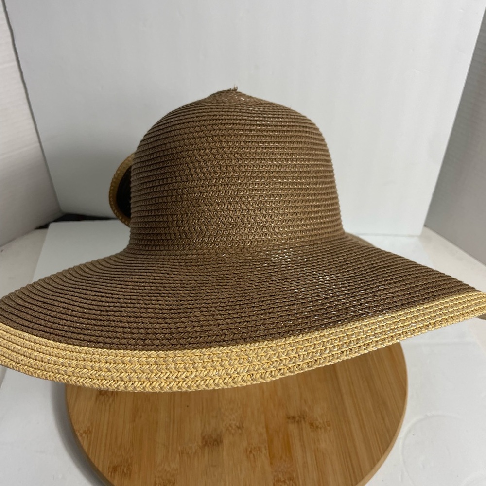 D&Y Womens Wide Brim Straw Hat With Bow OS